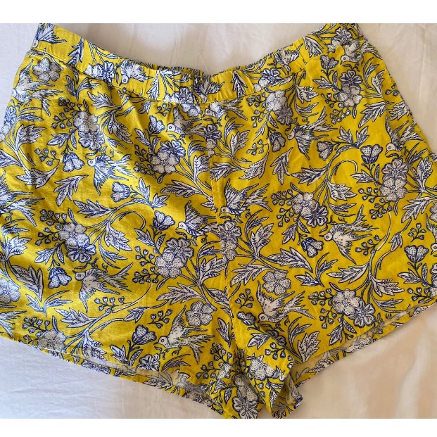 Universal Thread Shorts Womens Xxl Linen Rayon Pockets Yellow Blue Elegant